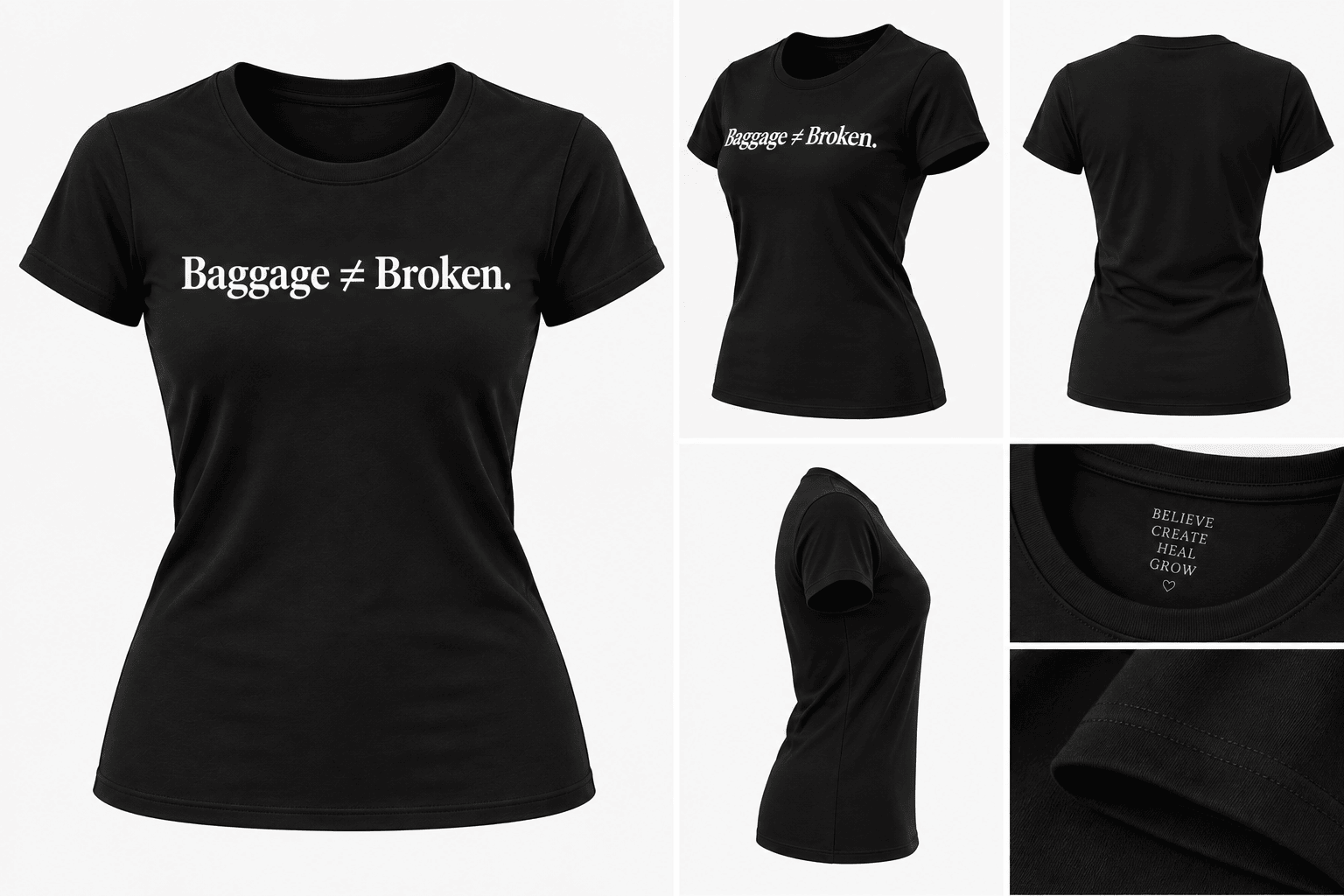 Baggage ≠ Broken – Embroidered Fitted T-Shirt - Image 2