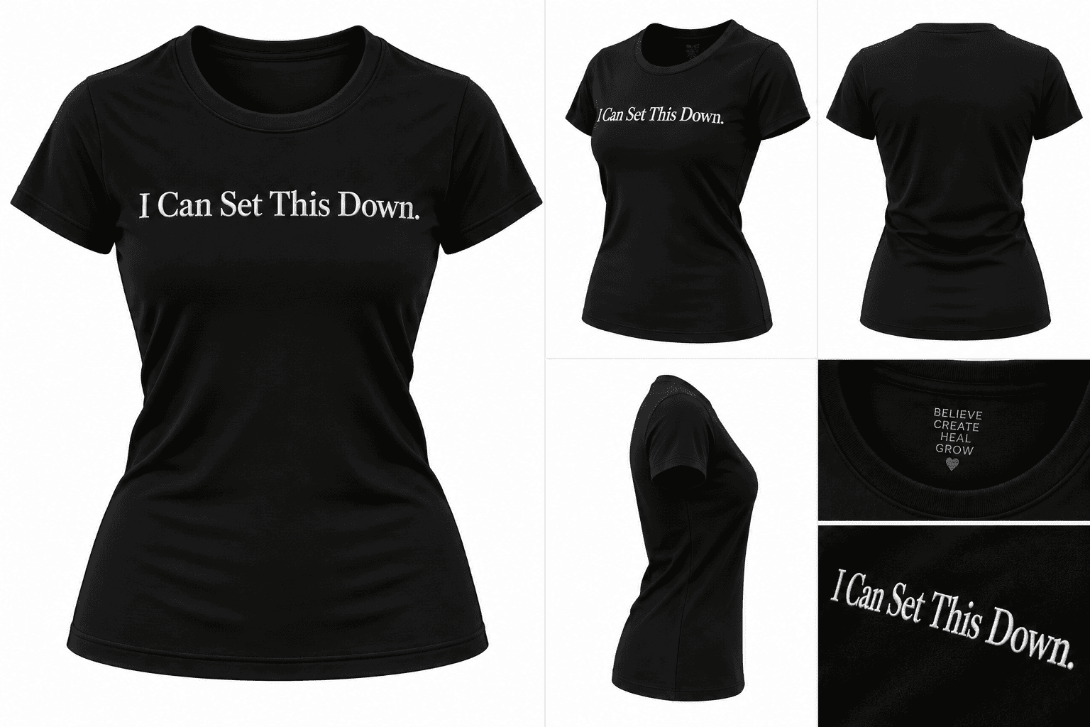 I Can Set This Down – Embroidered Fitted T-Shirt - Image 2